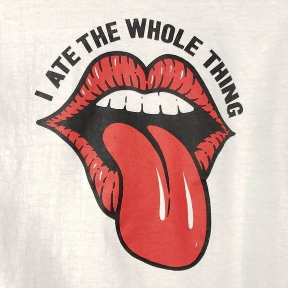 Hot Lips T Shirt Vintage 80s I Ate The Whole Thing Brownie Made In USA Mens - Picture 4 of 7